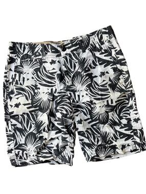 GAP White Shorts with Black Tropical Print
